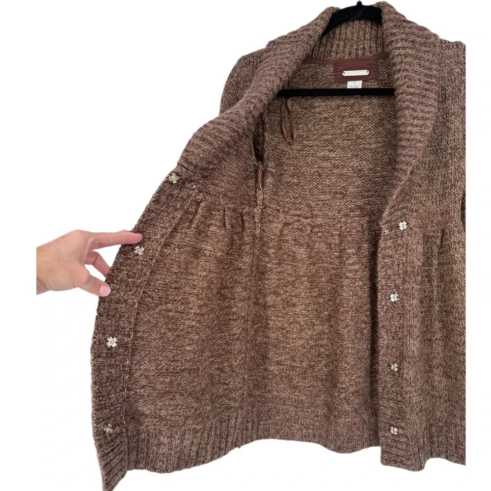 PANDEMONIUM Brown Wool Blend Shawl Collar Button Front Cardigan Sweater Sz Small